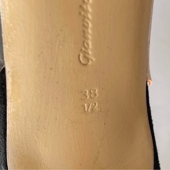 GIANVITO ROSSI CLEAR PLASTIC BLACK SUEDE SLINGBACK ANKLE STRAP POINTY TOE HEELS - Picture 12 of 13